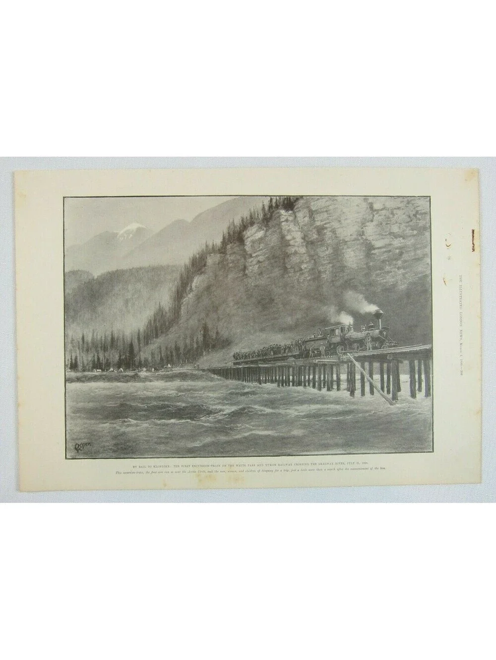 Antique 1899 Print By Rail to Klondike First Excursion-Train White Pass & Yukon